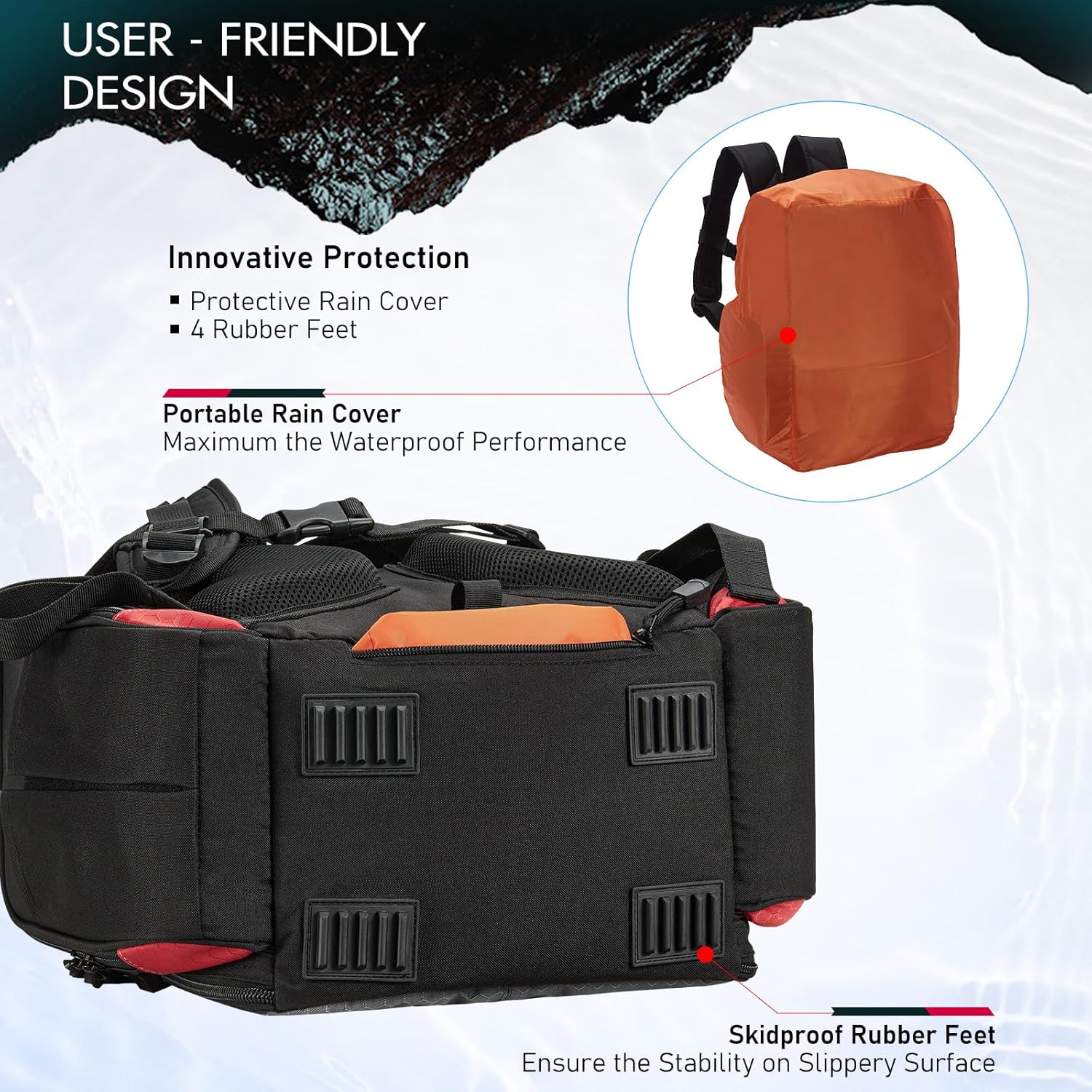 Piscifun Fishing Tackle Backpack with 4 Trays, Large Outdoor Storage Tackle Bag with Protective Rain Cover for Fishing Gear - Image 7